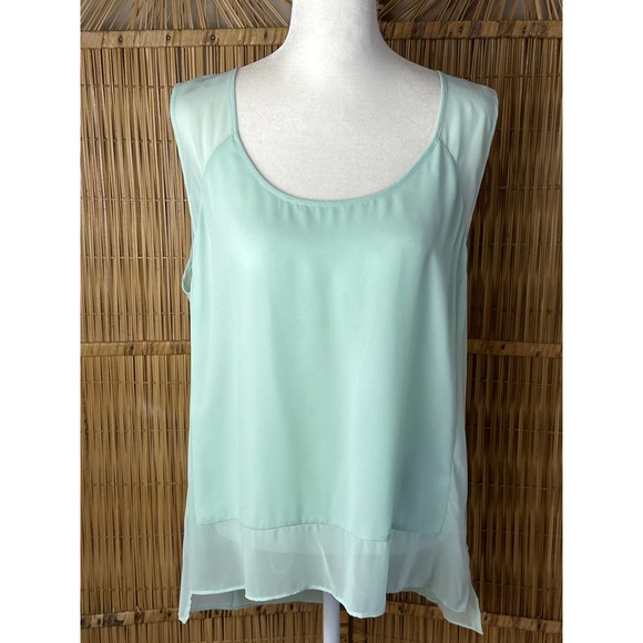 1. State Top Womens‎ Large Sleeveless Sheer Blouse - Picture 1 of 10
